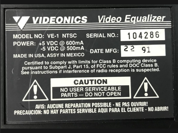 Videonics Video Equalizer VE-1